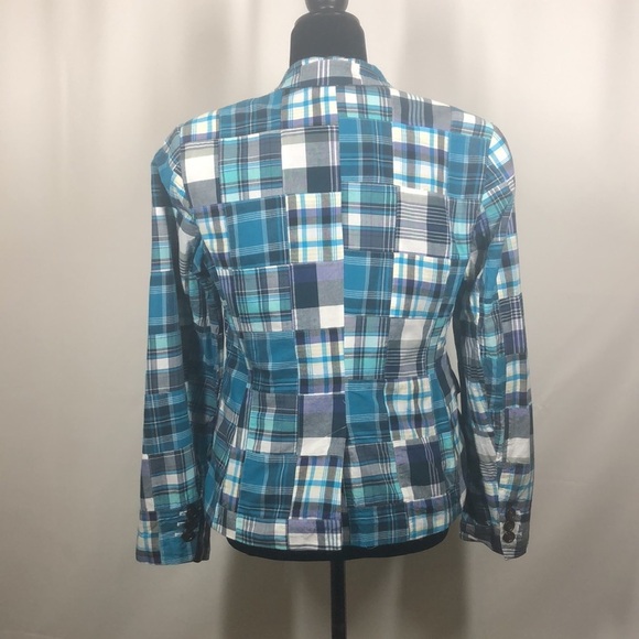 Talbots jacket blue squares and lines lining too - Picture 3 of 9